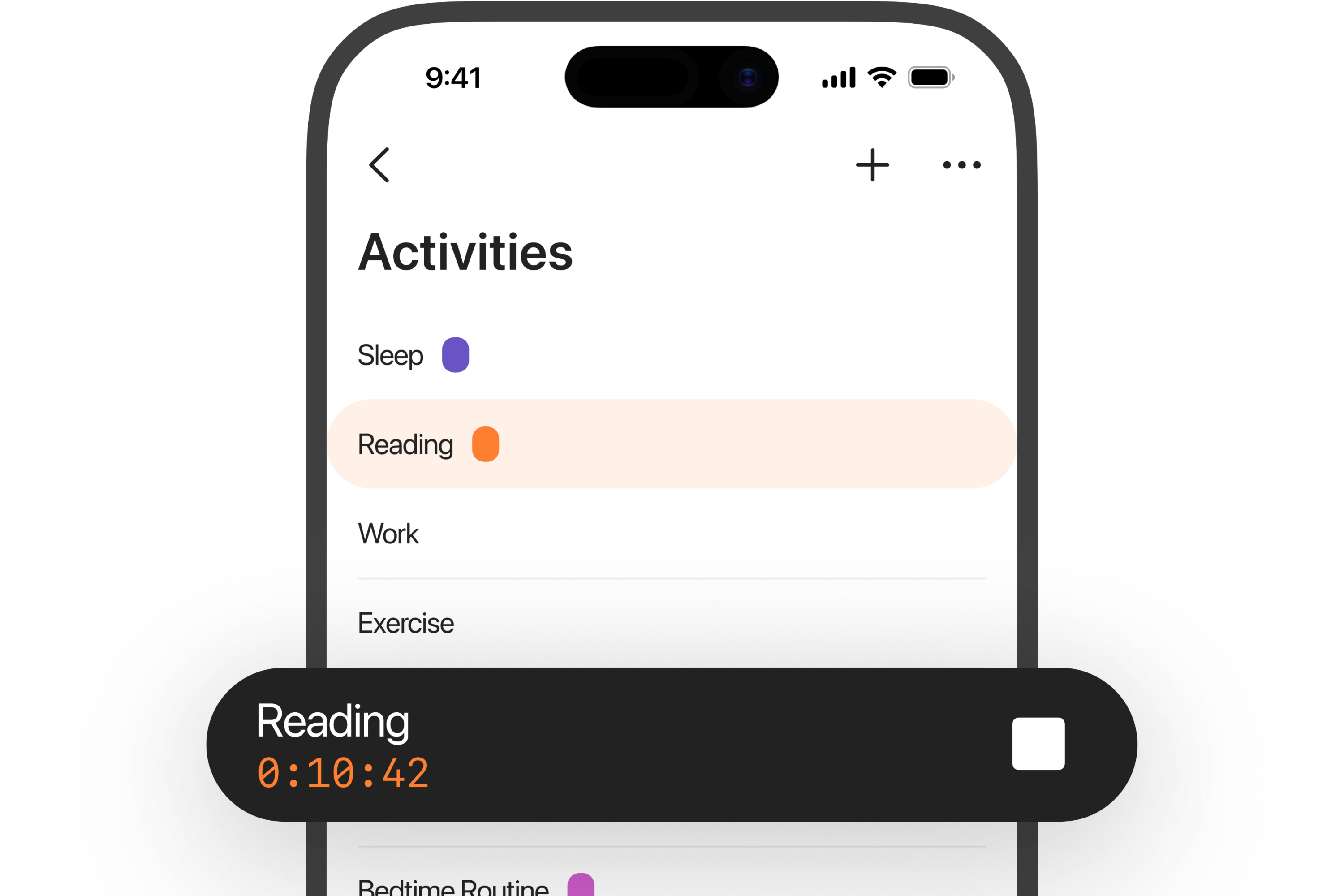 Composite preview of the Tracer iPhone app activities list and running timer.
